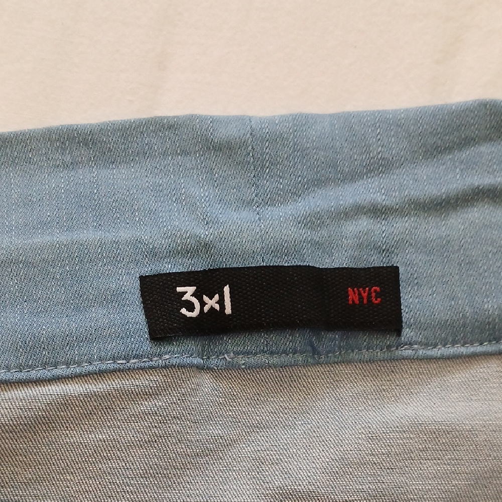 3x1 NYC Denim Off-Shoulder Blue Top Size S - Picture 3 of 8